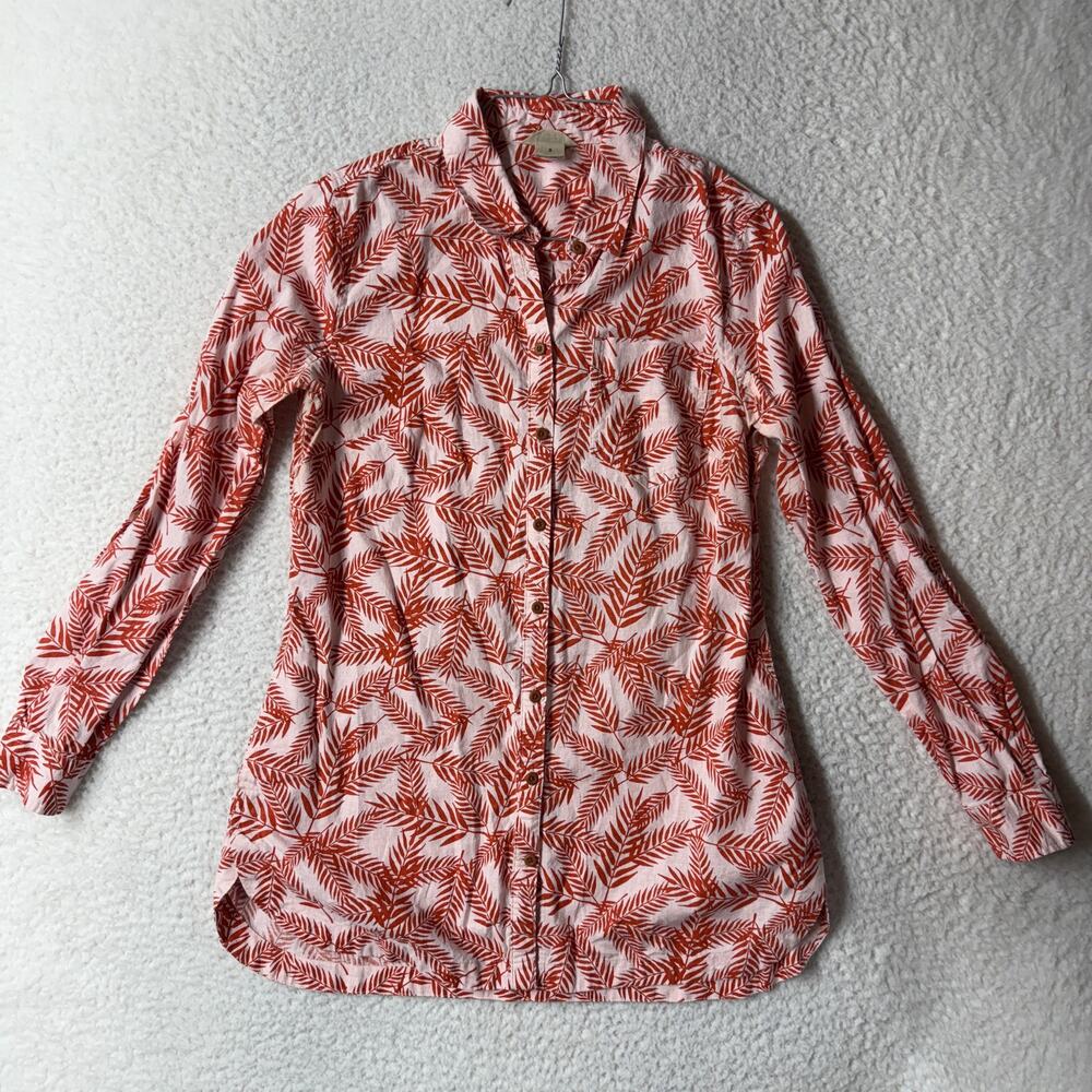 Duluth Trading Co Top Womens S Artisan Hemp Tunic Organic Cotton Pink Red *TF